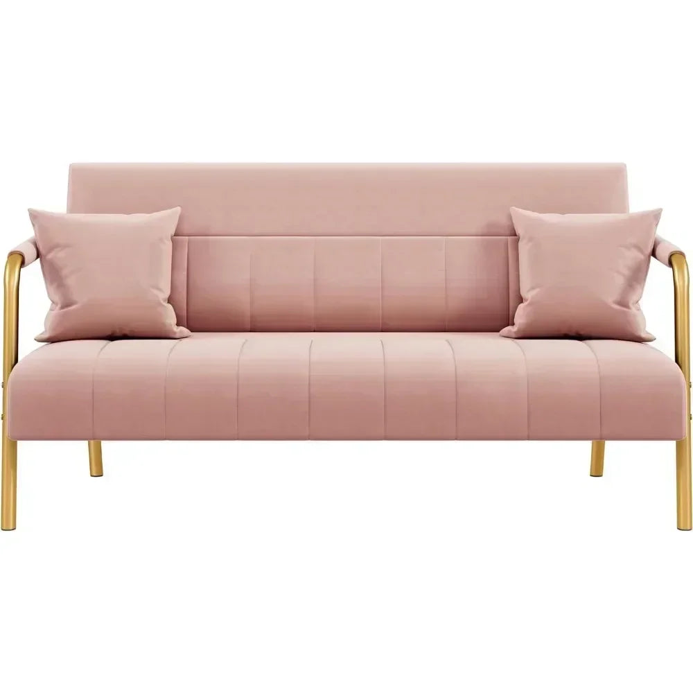 JACKSON Modern Velvet Loveseat – 2 Seater Sofa with Gold Metal Frame - 56.5"