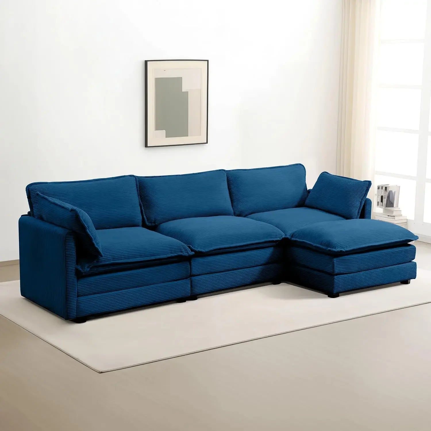 ALANA Velarno Corduroy Oversized Modular L-Shaped Sectional Sofa – Modern Style – 112.2"W