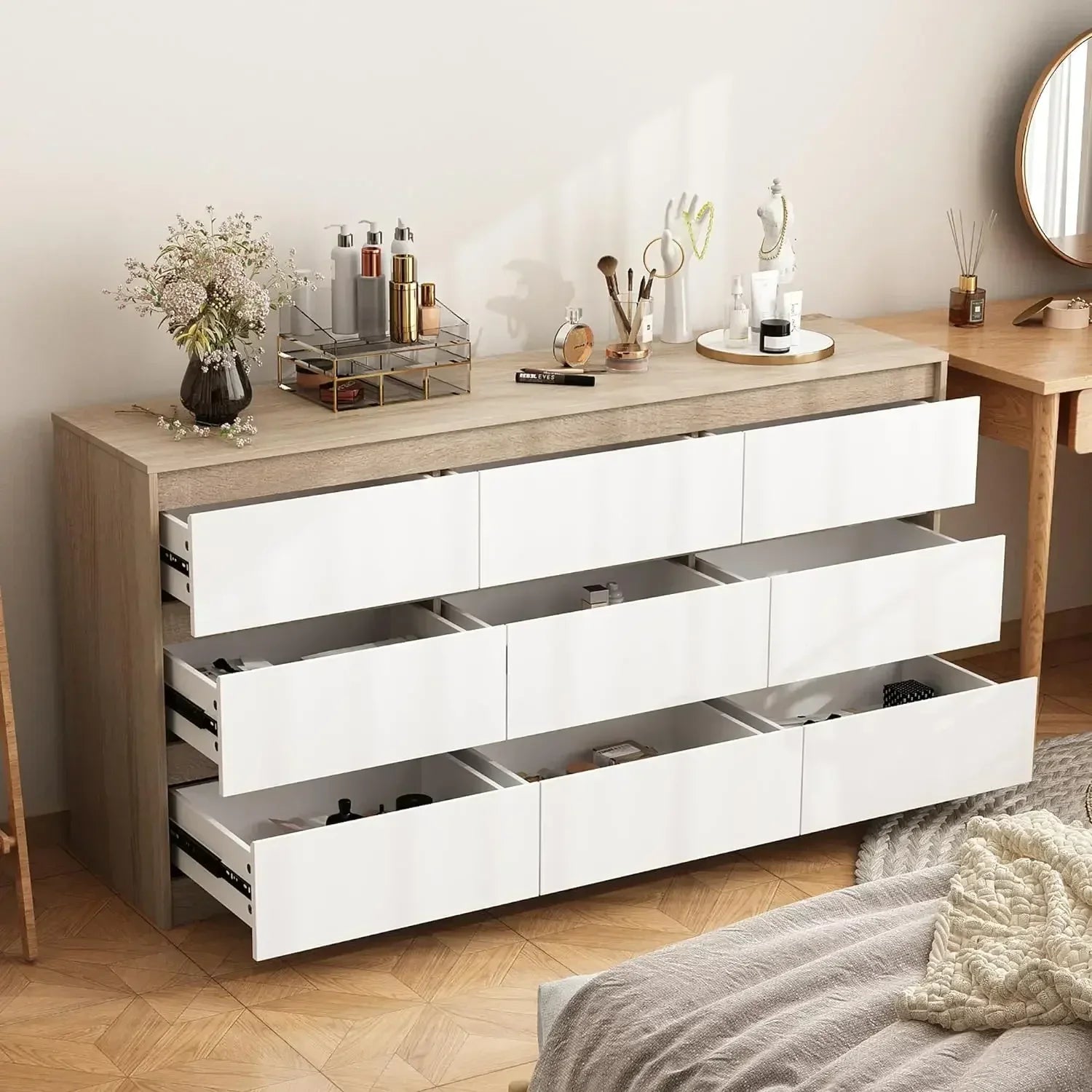 JOURNEE Minimalist Wide 9-Drawer Modern Dresser - 63''