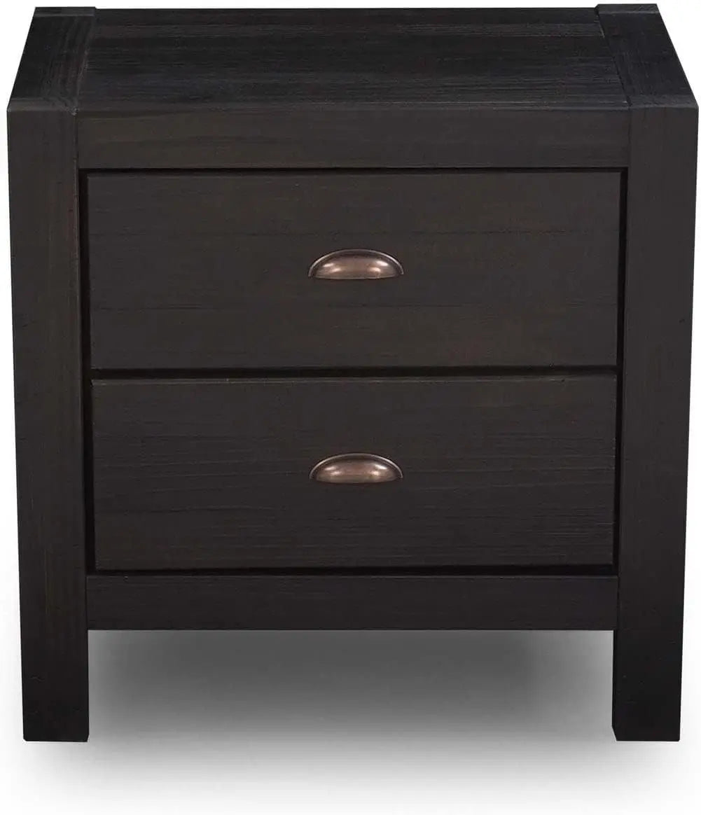 ITZEL Montauk Rustic 2-Drawer Solid Wood Nightstand - 24'' W