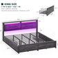 GENESIS Modern Upholstered Platform Bed Frame with LED Storage Headboard & Charging Station