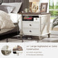 PAYTON Farmhouse End Table - Rustic Wood Nightstand with Charging Station