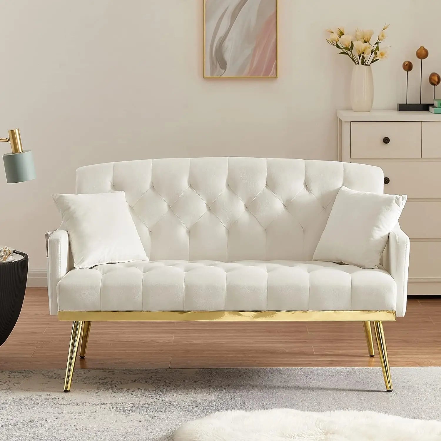 OWEN Velvet Upholstered Loveseat Sofa – Modern Small Couch - 55.5"