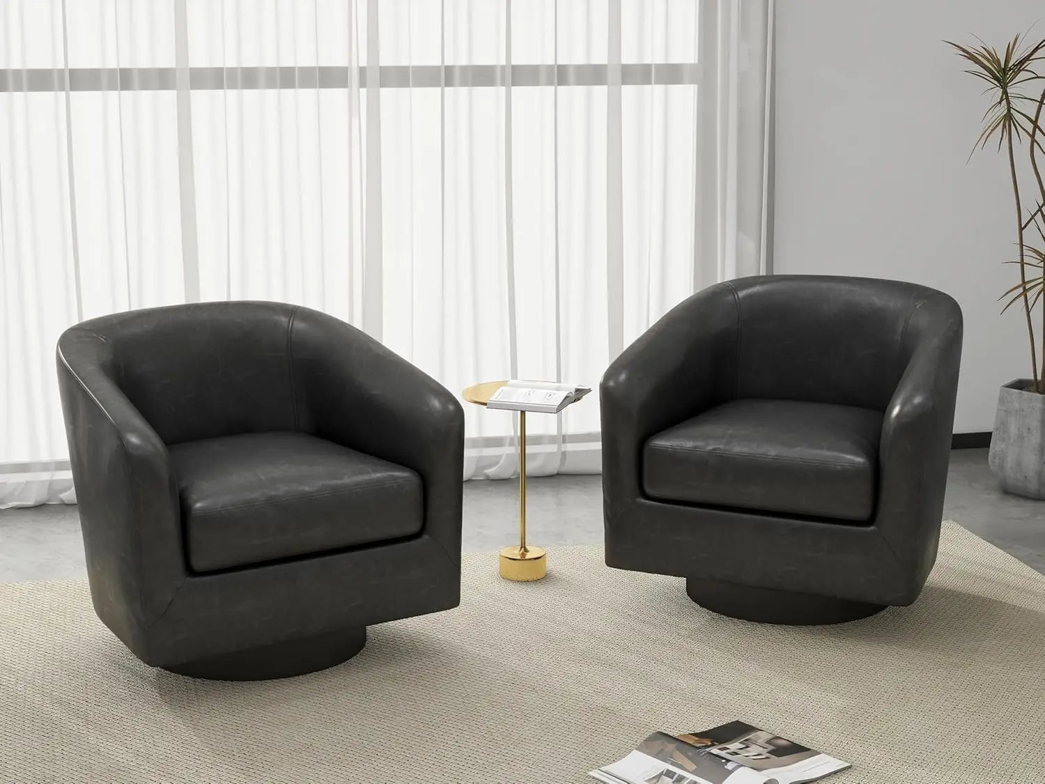 VINCENT Swivel Barrel Accent Chairs Set of 2 – Modern Armchair - 28.79" W