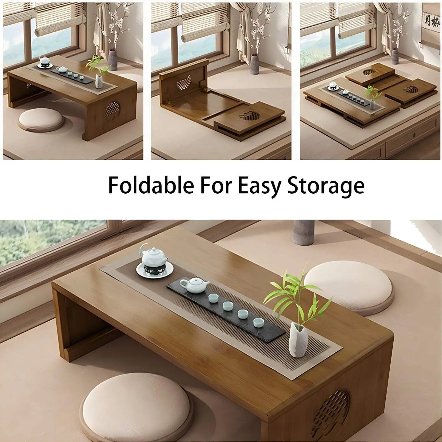 LINDA Zen Minimalist Modern Foldable Coffee Table – 47.24"W