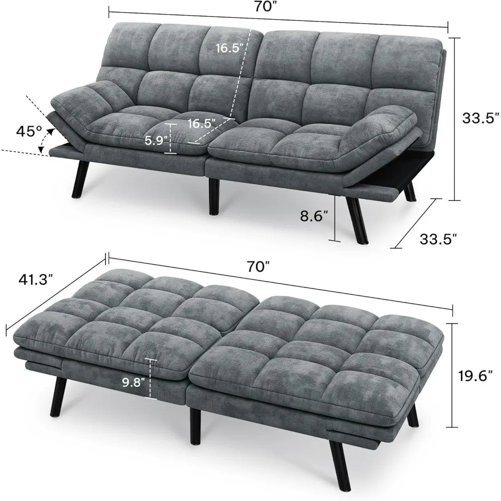 JONATHAN Modern Convertible Futon Sofa Bed – Cat-Scratch-Proof - 70"