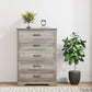 KATHERINE Rustic Grey 5-Drawer Chest - Wooden Bedroom Dresser 31.5''