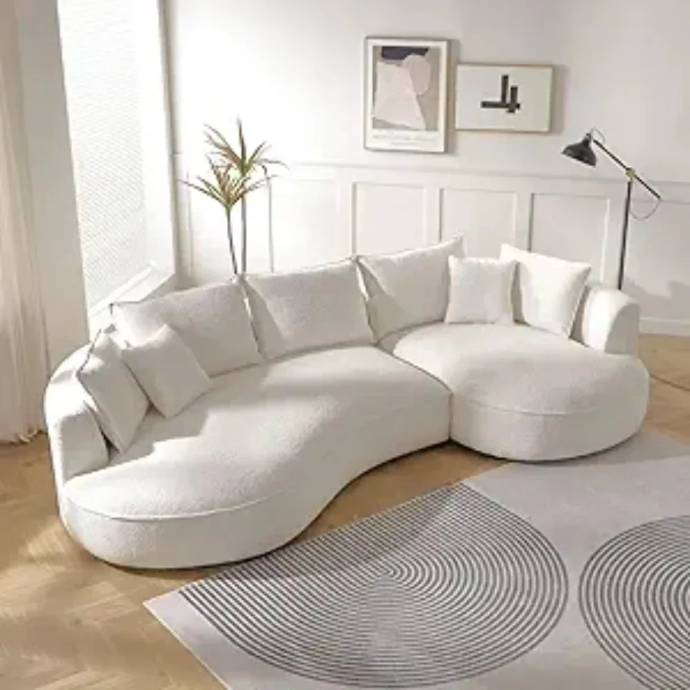 LUCAS Modern L-Shaped Cloud Boucle Sofa – Curved 5-Seater Couch with Chaise - 125"