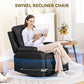 NORA Swivel Rocker Recliner Chair - Massage & Heat - Modern Faux Leather - 24" W