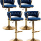 Gold Bar Stools Set of 4, Counter Height Bar Stools with Low Back, Velvet Adjustable Height Barstools, 360° Swivel Bar Stools