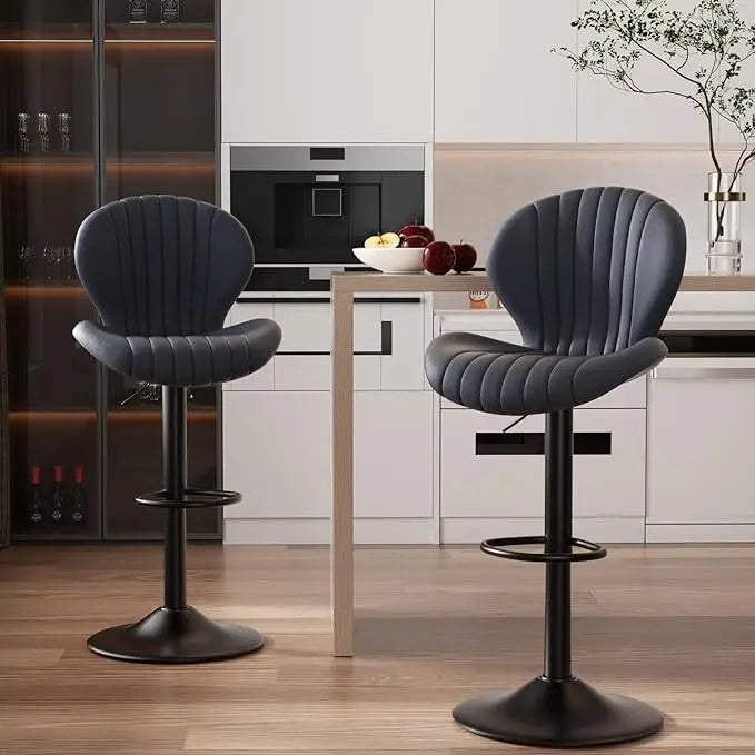 Bar Stools Set of 2 Modern Swivel Bar Chairs, Barstools Counter Height with High Backrest, Easy 3-5 Minute Assembly