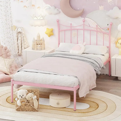 ARIANA Princess Crown Metal Platform Bed – Twin Size | 42.8" Wide