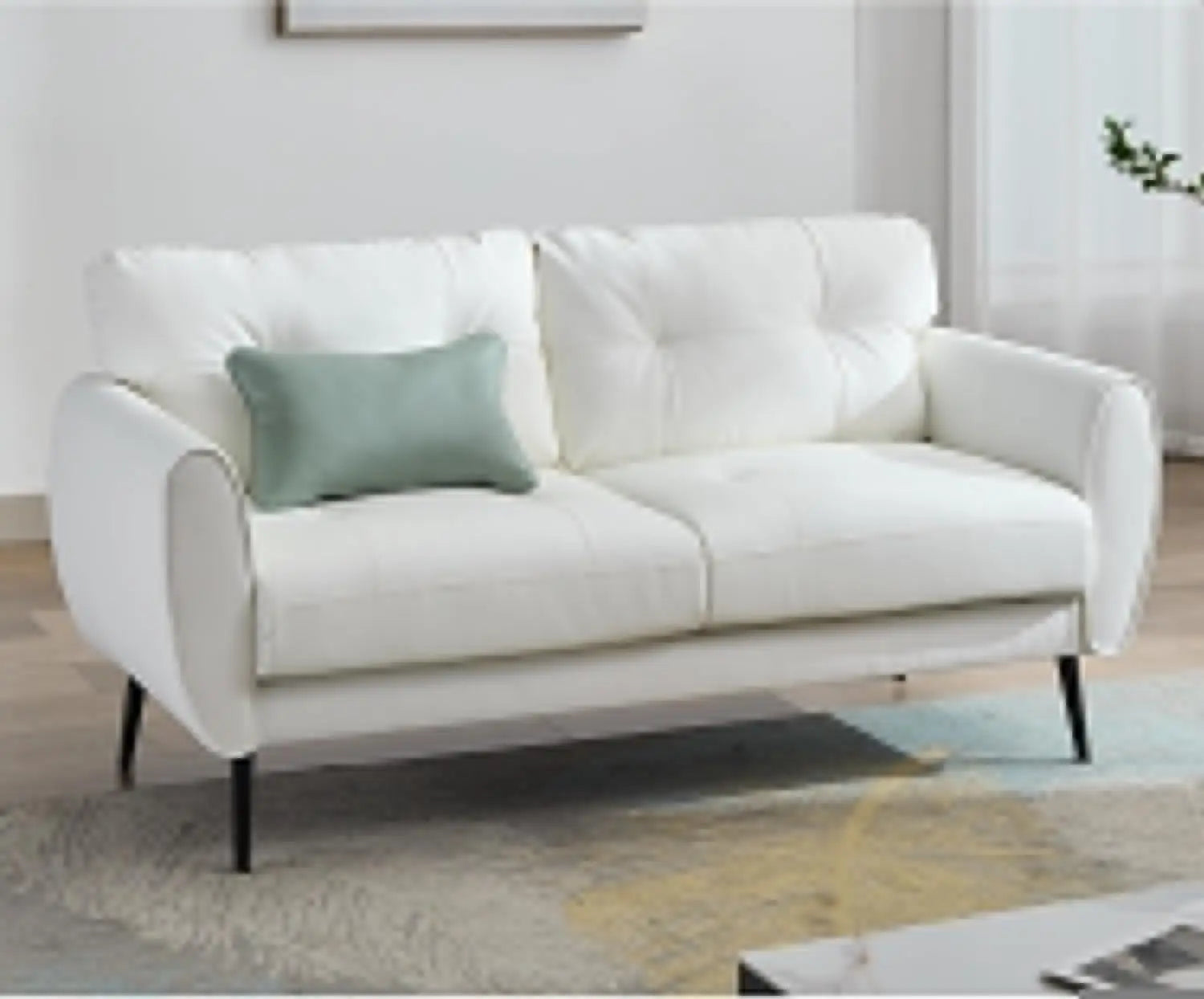 KAYLEE Mid-Century Modern Loveseat Sofa – Tufted Leather 2-Seat Couch -  61.2"