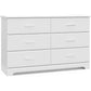 Minimalist Modern 6-Drawer Double Dresser – White Wood Chest – 53.5"W