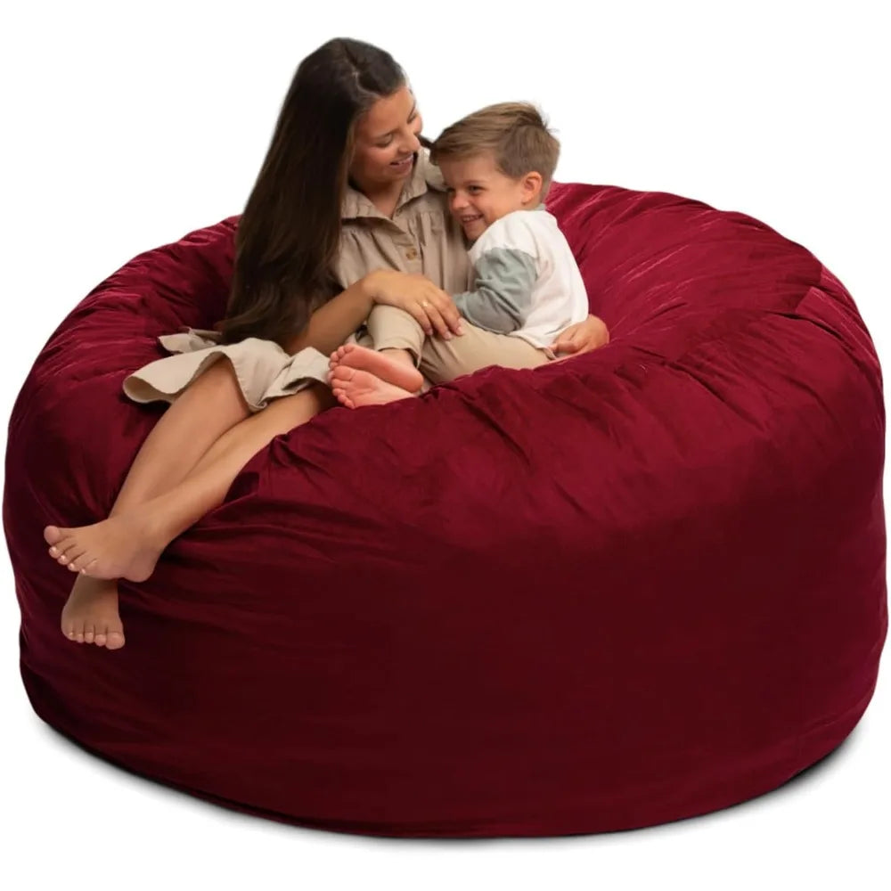 DANIELLA Sackura 6FT Suede Bean Bag Loveseat – Oversized Lounge Sofa Style | 63'' W