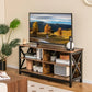TV Stand for TVs up to 55 Inches, 47" Farmhouse Entertainment Center with 4 Open Shelves & Built-in Cable Holes