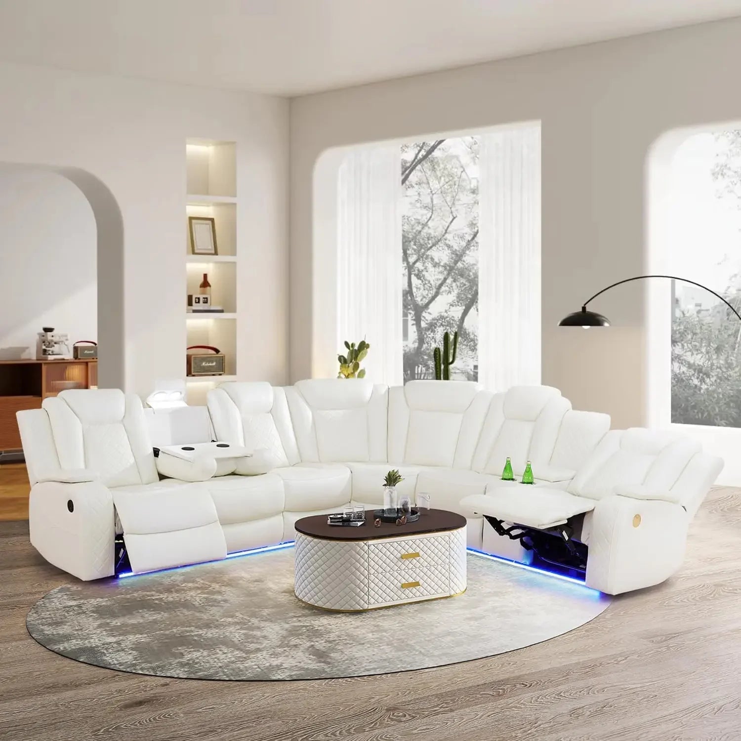 HUDSON Minimalist Modern Power Reclining Sectional Sofa - 79" W