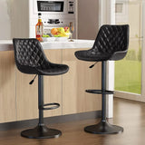 Bar Stools Set of 2, Adjustable Counter Height Leather Bar Stools with Back, Modern Swivel Armless Bar Chair for Kitchen