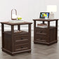 ALAYNA Rustic End Table with Charging Station & Storage Drawers