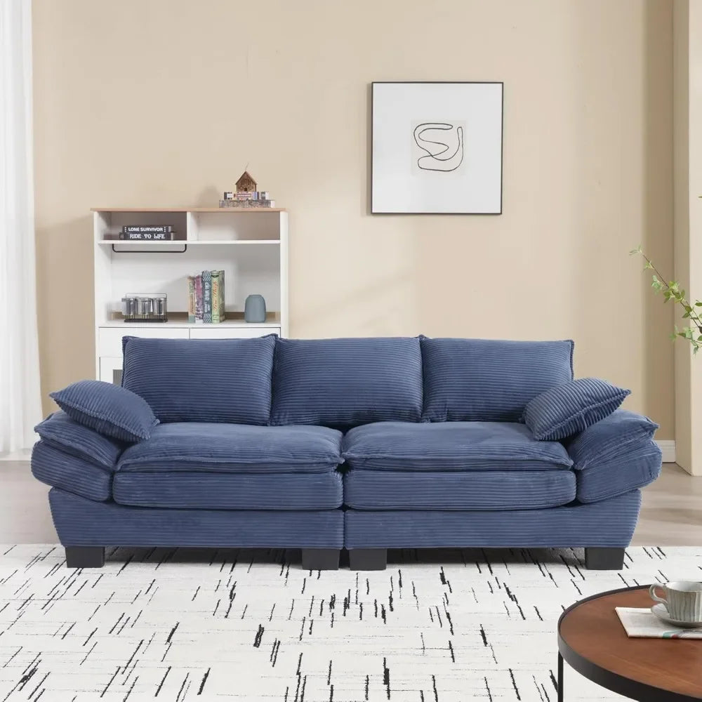 ANDREW Modern Corduroy 3-Seater Sofa – Deep Seat & Wide Armrest Upholstered Couch - 88.6"