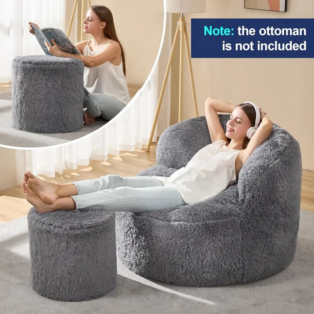 KIRA Modern Faux Fur Bean Bag Chair – Lounge Sofa Style | 39.6'' W