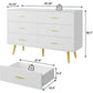 KAYLANI Modern 6-Drawer Wood Dresser with Gold Handles - 42.2" Wide
