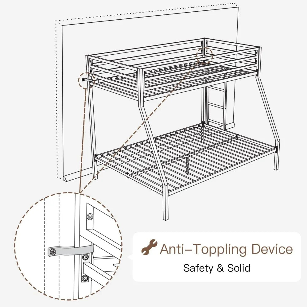 MAGNOLIA Modern Industrial Twin Over Full Metal Bunk Bed - 56''