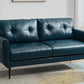 KAYLEE Mid-Century Modern Loveseat Sofa – Tufted Leather 2-Seat Couch -  61.2"