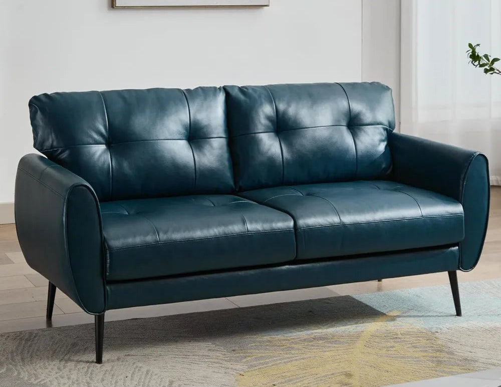 KAYLEE Mid-Century Modern Loveseat Sofa – Tufted Leather 2-Seat Couch -  61.2"