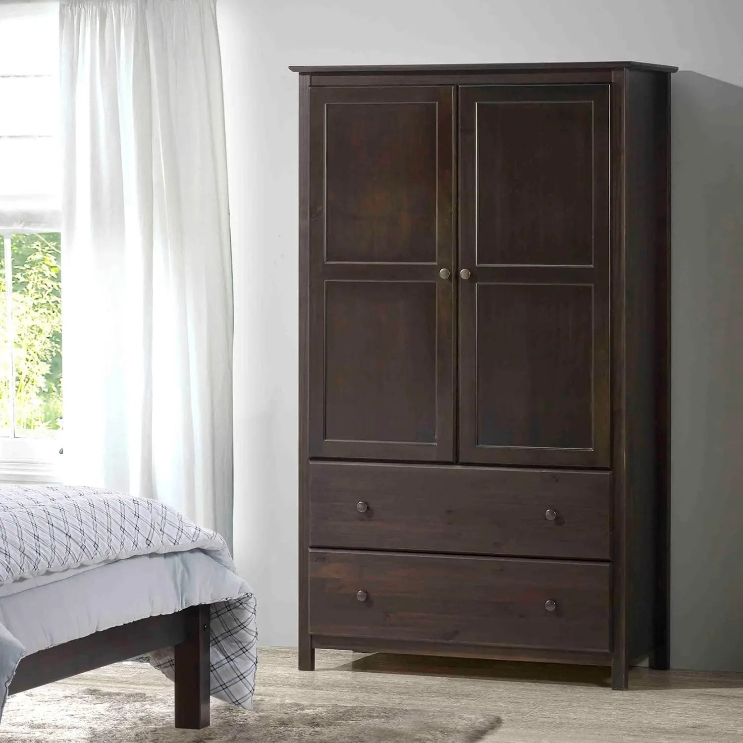 FRANCES Shaker Classic Solid Wood Wardrobe Closet – 41.25"W Bedroom Organizer