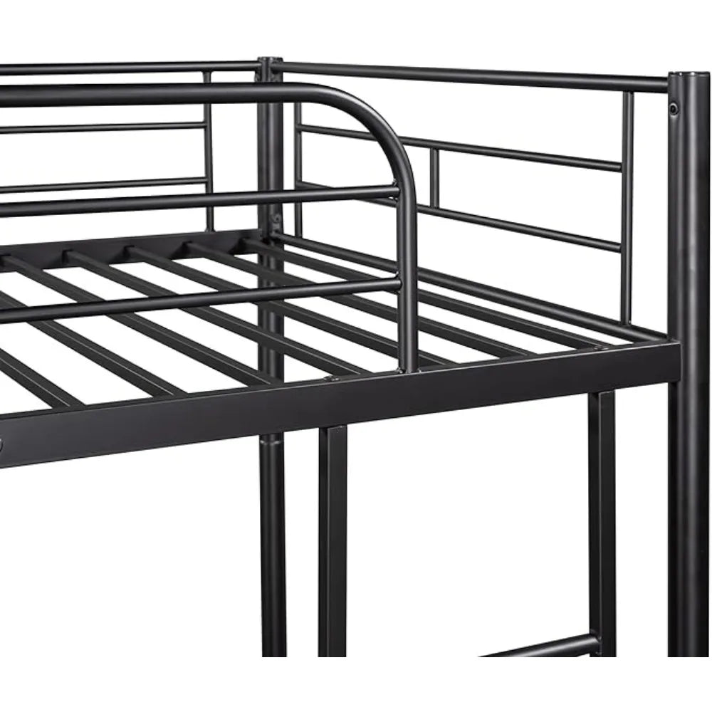 Miller Modern Metal Twin Over Twin Bunk Bed Frame 39.4" Wide with Trundle and Ladders