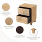 SYDNEY Mid Century Wooden Bedside Table with Handcrafted Ring Pattern, 2-Drawer