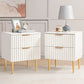 PHOENIX White Modern Fluted Nightstand with 2 Drawers - 24'' Wide