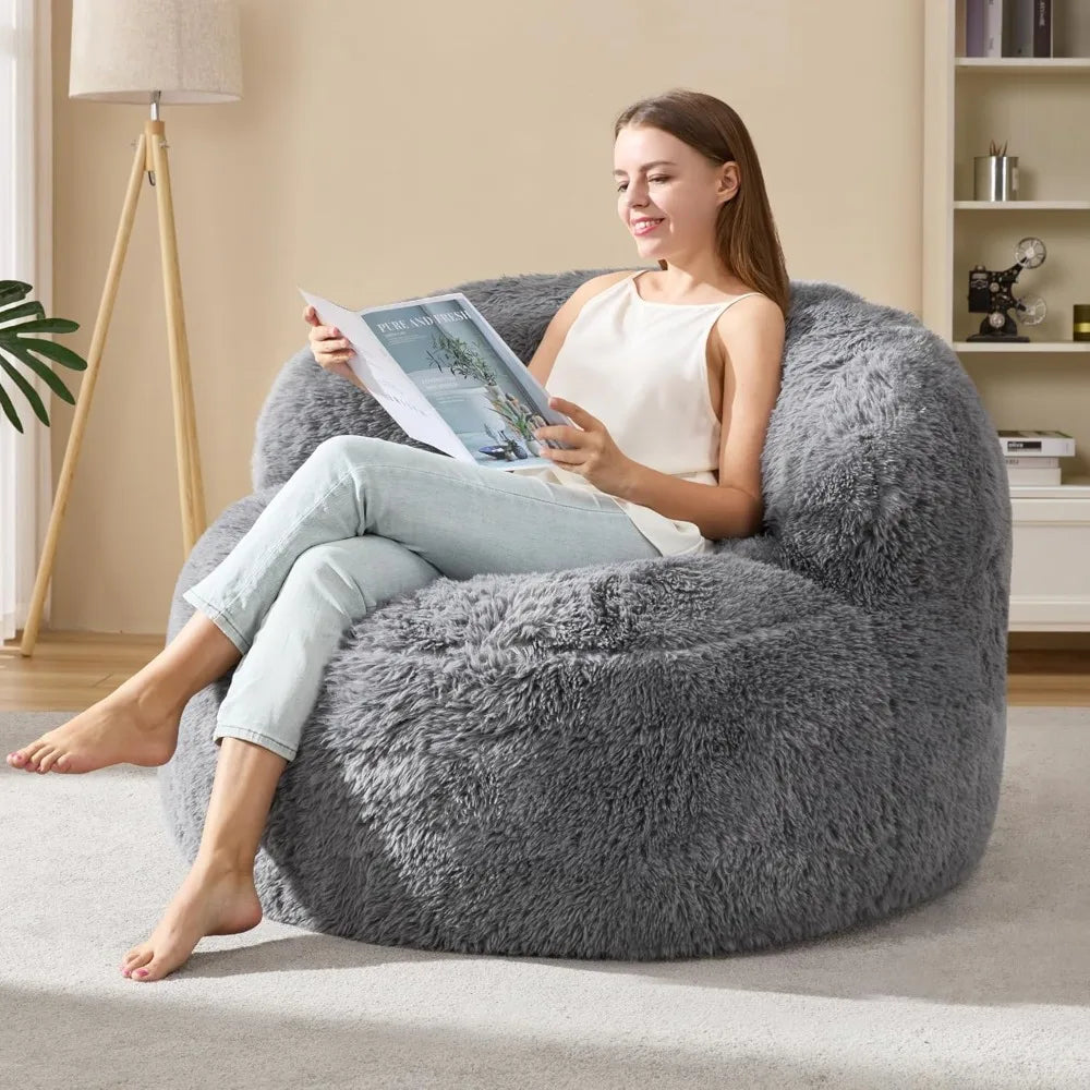 KIRA Modern Faux Fur Bean Bag Chair – Lounge Sofa Style | 39.6'' W