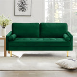 HENRY Mid-Century Modern Velvet Loveseat Sofa – Tufted Upholstered 2-Seat Couch - 66.9"