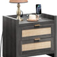 WYNTER Wide Bedside Table with Type-C Charging, 2 Drawers & Open Shelf