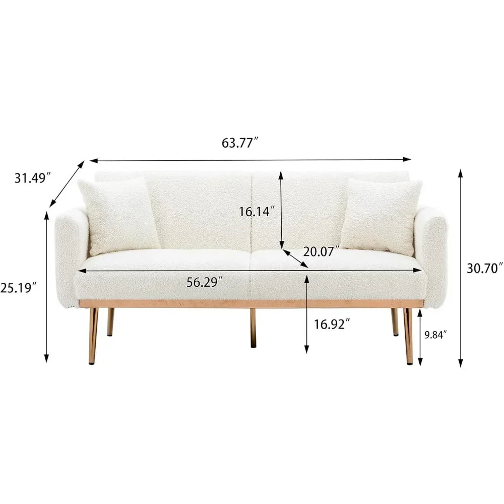 MADISON Modern Sofa Bed, Convertible Loveseat with 2 Decorative Pillows - 63.78"