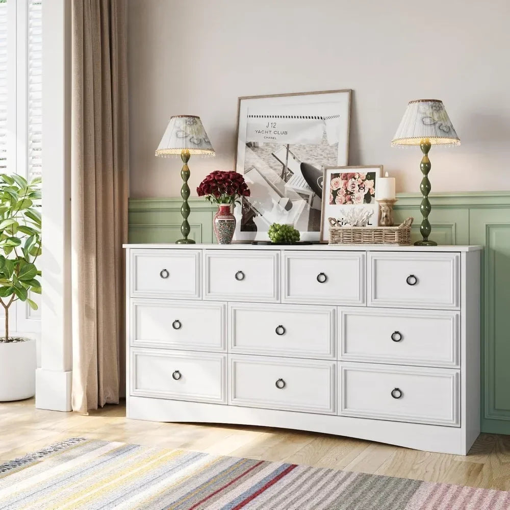 ANNIE Modern 10 Drawer Dresser - Sleek Bedroom Chest of Drawers - 59" Wide