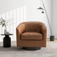 LONDON Kelsa Swivel Barrel Chair – Modern Faux Leather Armchair - 26”W