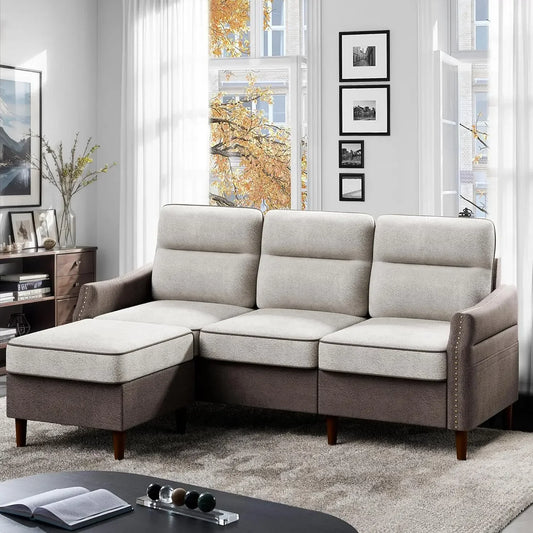 DAVID Modern L-Shaped Convertible Sofa – Couch with Storage Bag - 78.7"