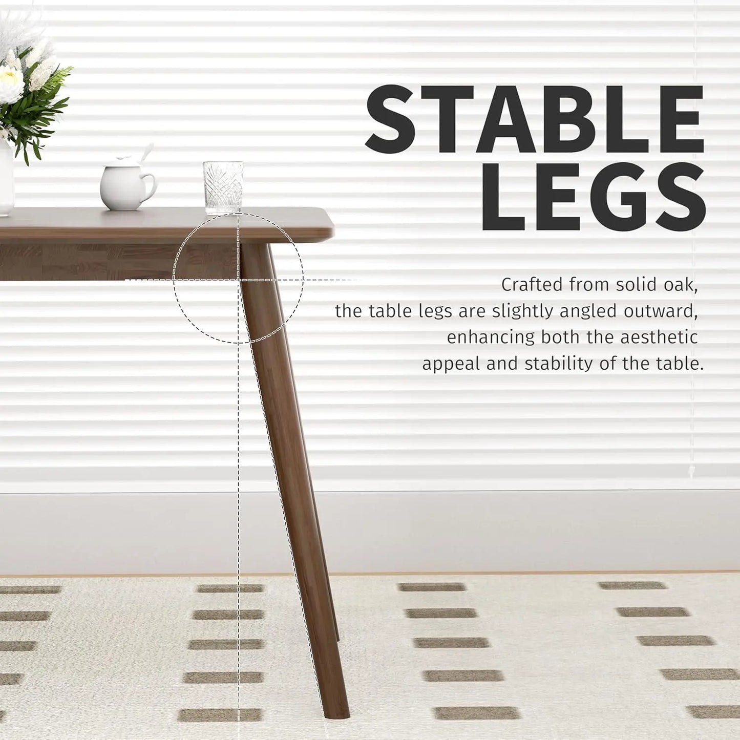 MEGAN Modern Mid-Century Oak Rectangular Dining Table – 31.5"W