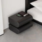 KAYLA Modern Black Leather Smart Nightstand with Wireless Charger - 19.7"