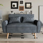 Alexander Small Modern Loveseat Sofa, Mid-Century Linen Fabric 2-Seat Couch - 47.2"