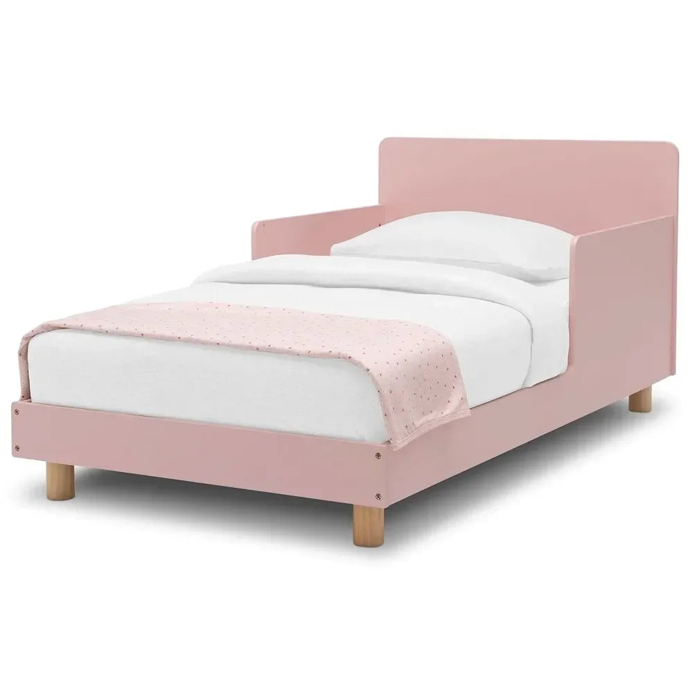 ARYA Modern Wood Toddler Bed - Blush Pink & Natural Wood 53"