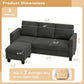 ANGELA Modern Linen Convertible L-Shaped Sectional Sofa – 3-Seater Couch with Movable Ottoman - 70.8"W