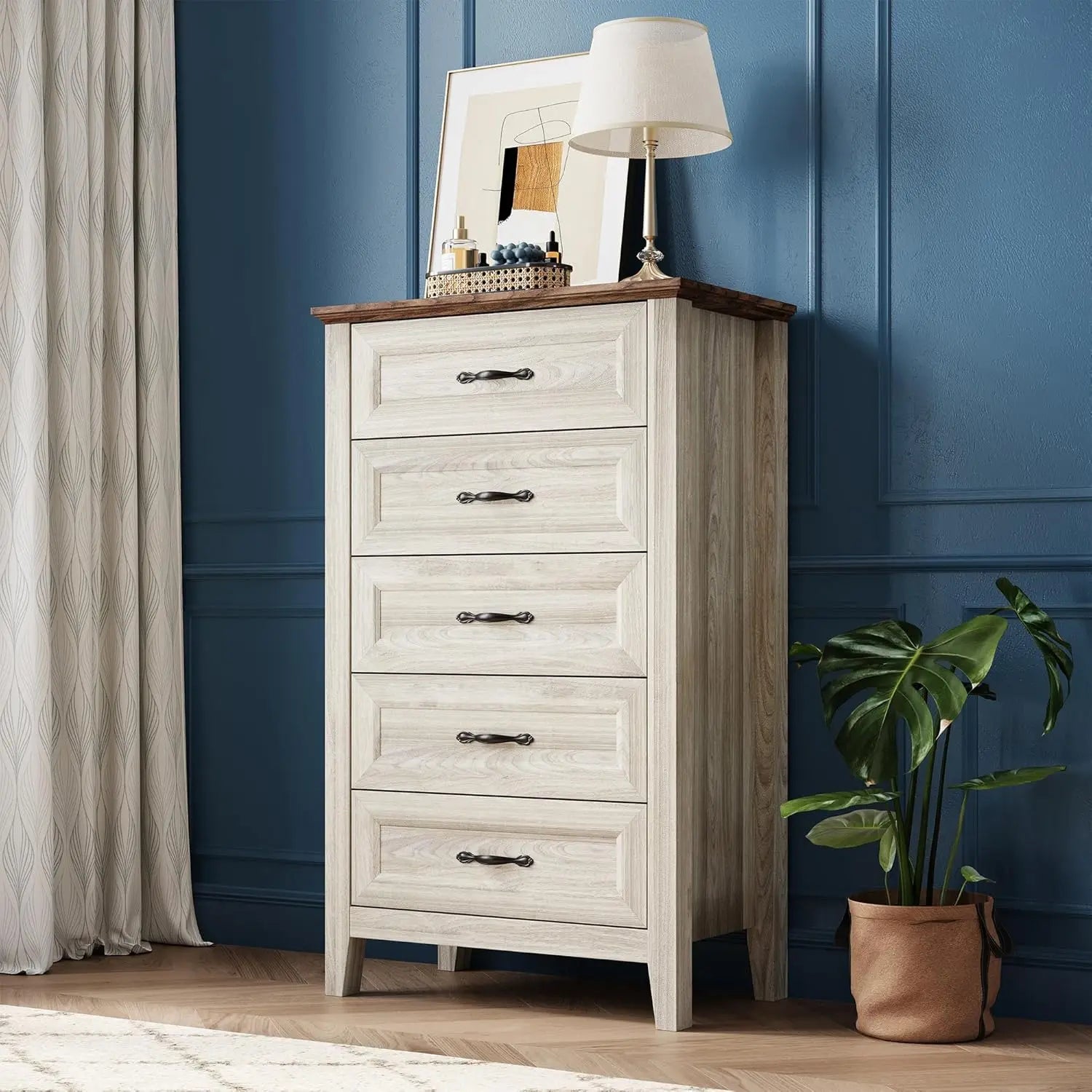 JULIANA Farmhouse 9-Drawer Wood Dresser - 53'' Wide Rustic Chest for Bedroom