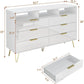 LOLA Modern High Gloss LED Dresser – 6 Drawer Chest with Gold Legs & Open Storage | 55.1'' W