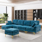 RYKER Modern Velvet U-Shaped Sectional Sofa with Chaise & Ottoman – Sectional Couch – 114.17" W