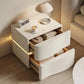 ARIYAH Modern LED Leather Nightstand with Drawers - 2-Drawer Bedside Table 22''