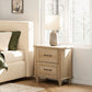 TESSA Wooden Nightstand Set of 2 - 2 Drawer Bedside Table with Charging Station
